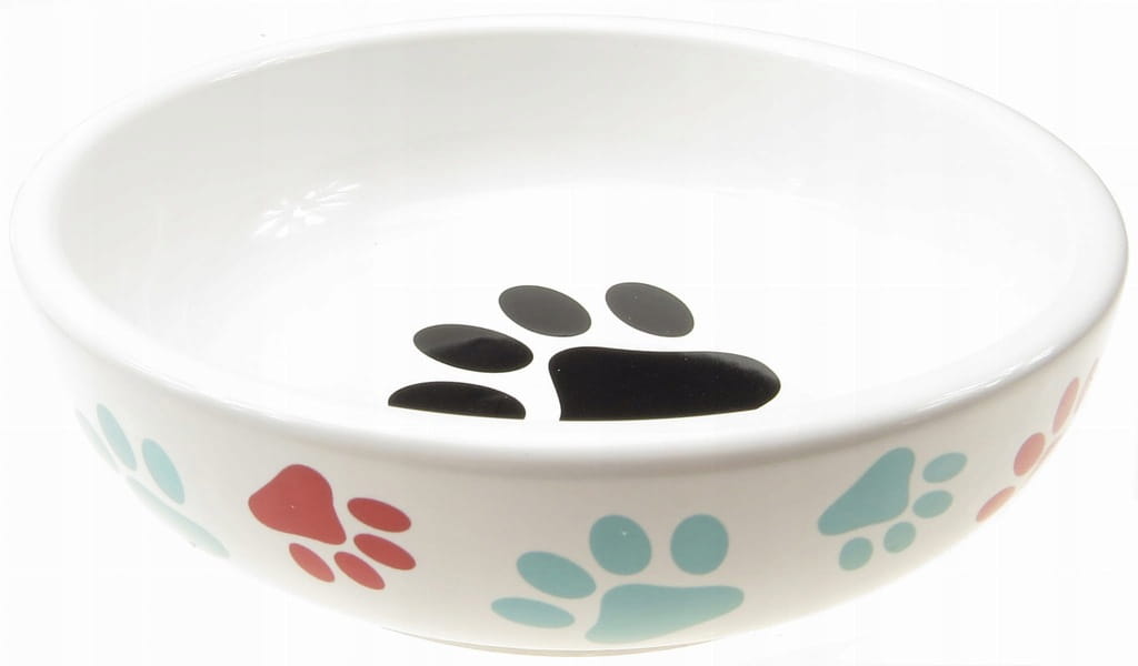 YARRO CERAMIC BOWL FOR DOG PAWS WHITE 14CM