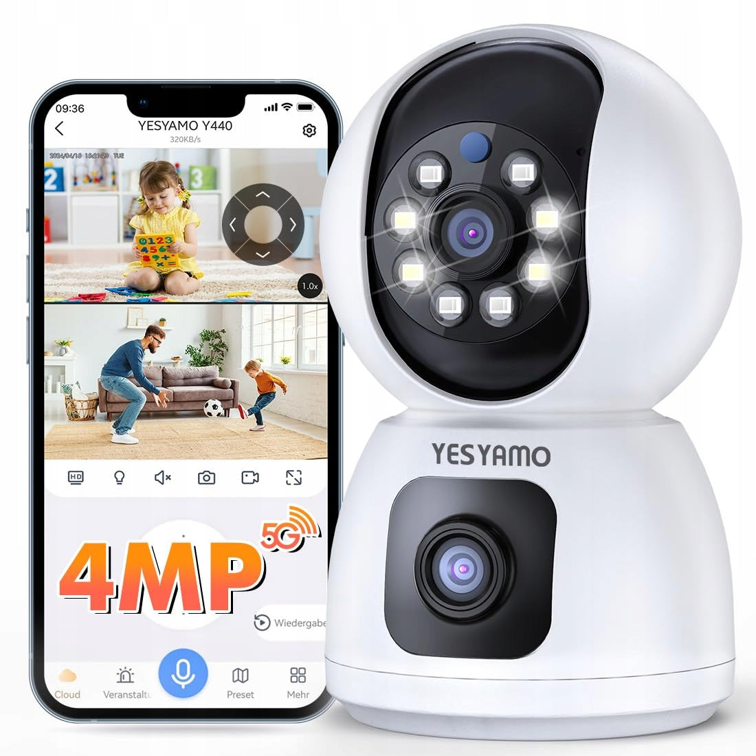 YESYAMO 2,5K 4MP Indoor WLAN Monitoring Camera