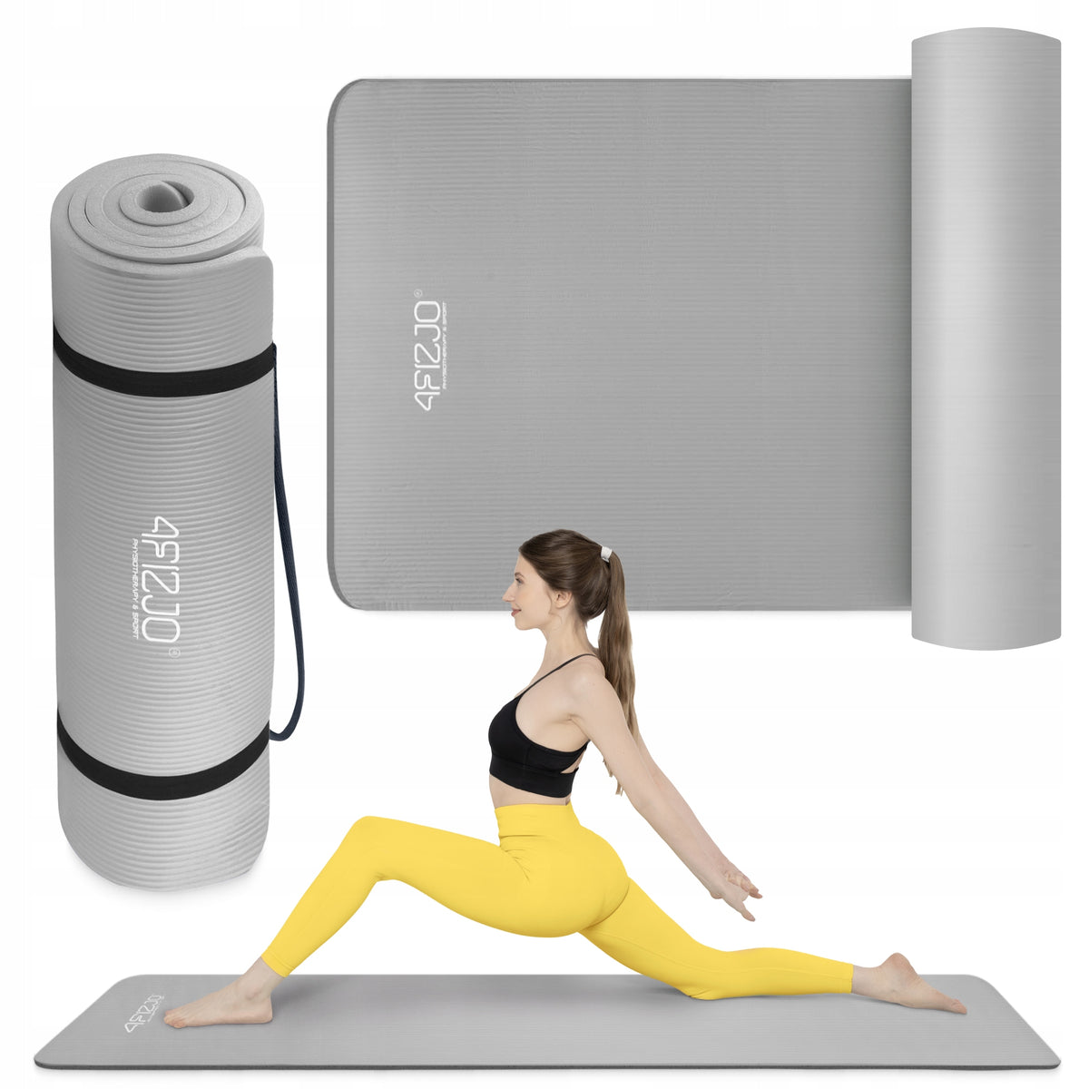 YOGA EXERCISE MAT GYMNASTIC FITNESS MAT THICK 1,5 CM NBR GREY