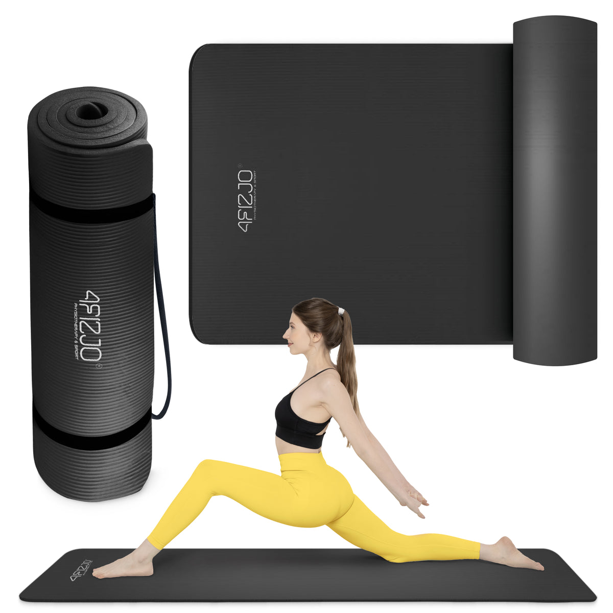 YOGA EXERCISE MAT GYMNASTIC TRAINING FITNESS HANDLE THICK NBR 1 CM