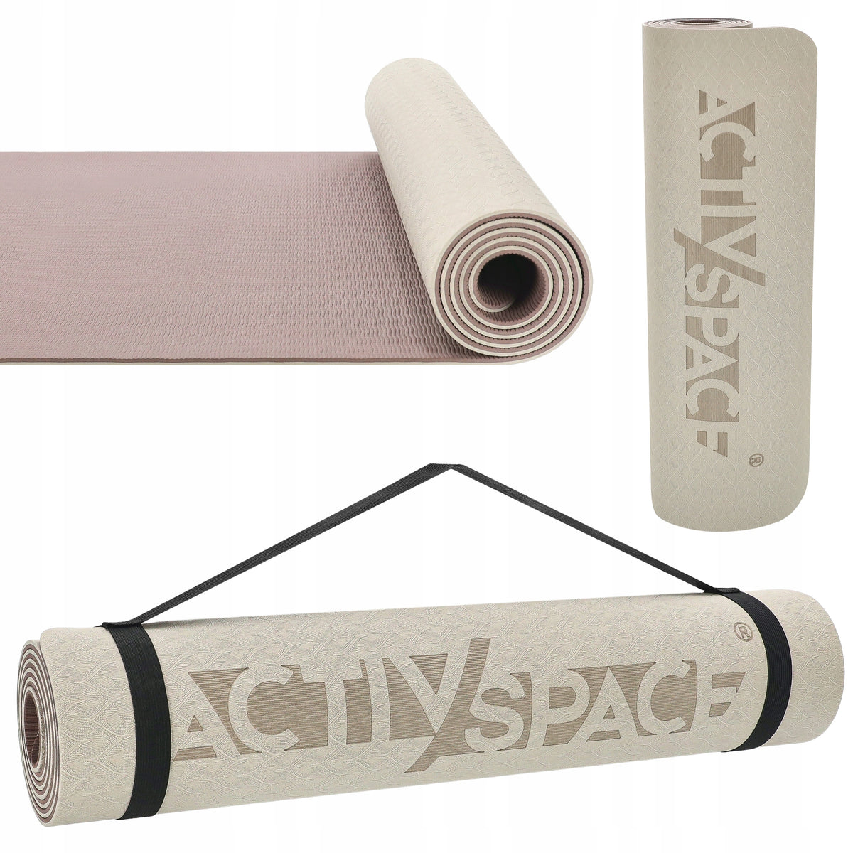 YOGA FITNESS EXERCISE MAT DOUBLE SIDED NON-SLIP SOFT + 6MM HANDLE