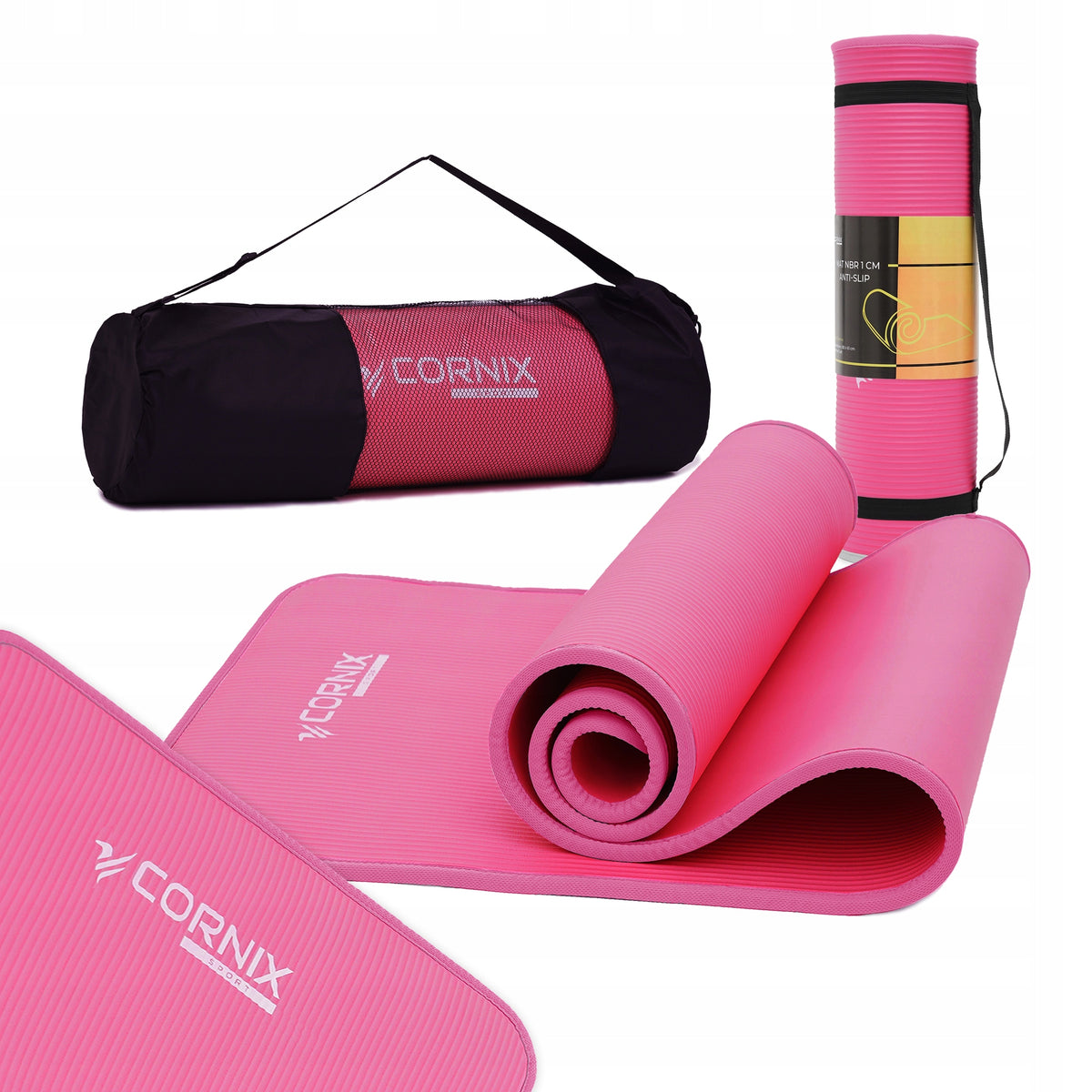 YOGA MAT CORNIX NBR THICK 1 CM FITNESS PILATES + COVER Packaging status original