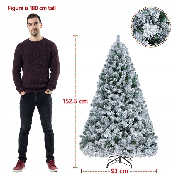 Yaheetech 150cm Artificial Frosted Christmas Tree with Stand, Green Manufacturer code Y5030070