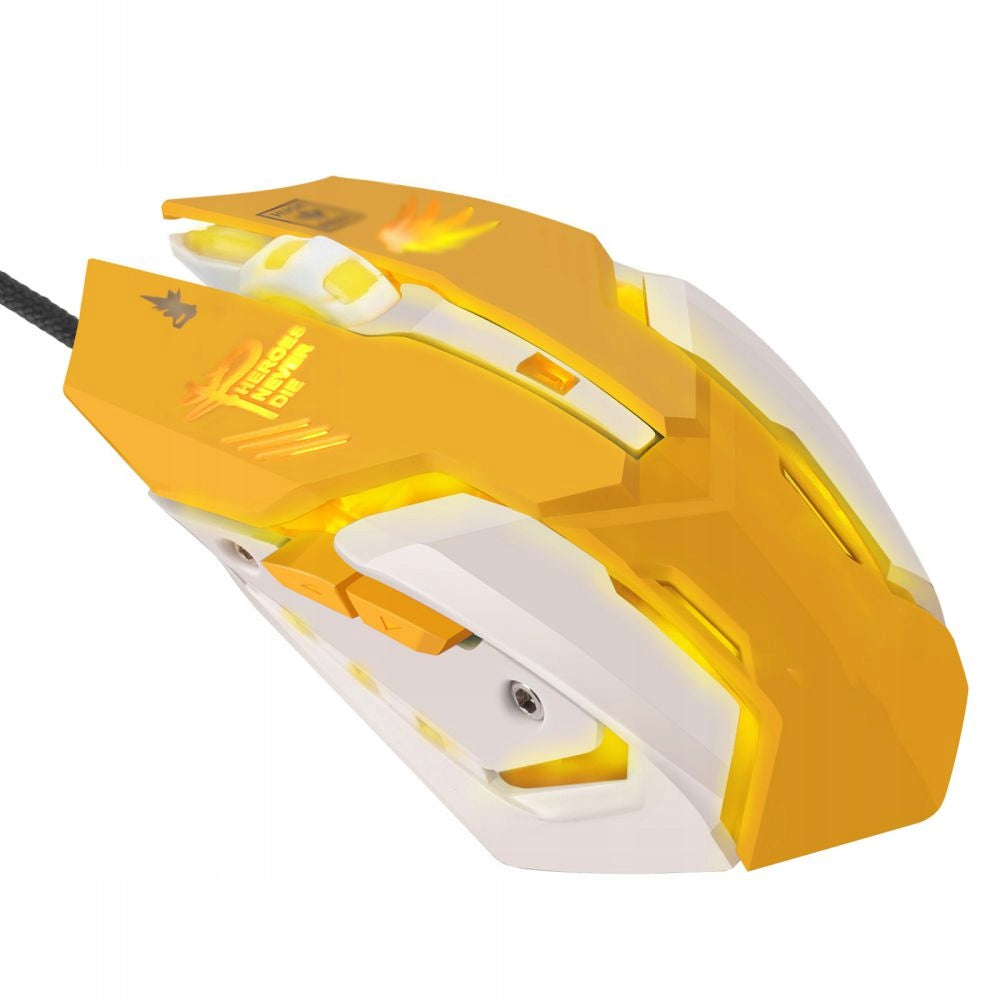 Yellow Breathing LED USB Wired Optical Mouse 2400dpi PC Laptop Desktop Mice