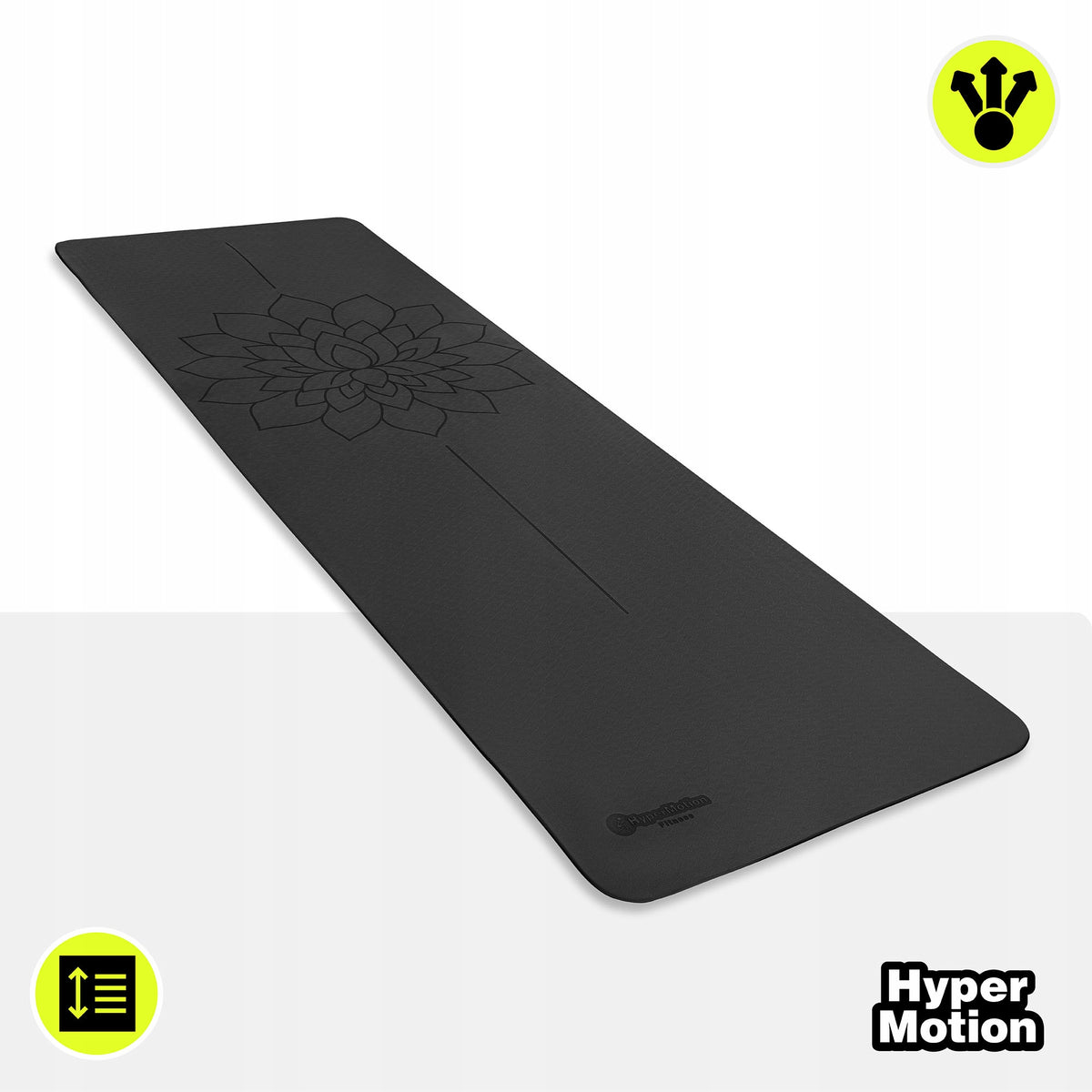 Yoga mat HyperMotion TPE 6 mm 183x61 black strap Packaging status original