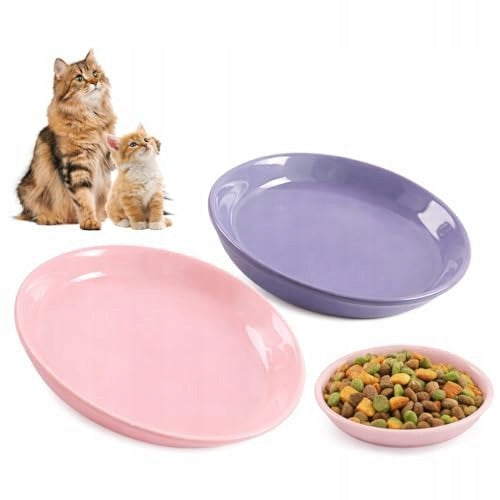 ZEPHYRHOME SET OF 2 CERAMIC CAT FEEDERS FLAT BOWLS FOR Packaging status original