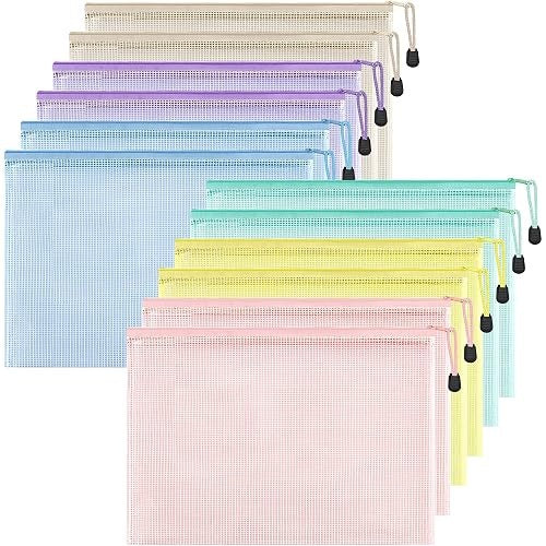 ZIPPER BAGS A5 COLORFUL WATERPROOF ORGANIZER 12 PCS Color multicolor