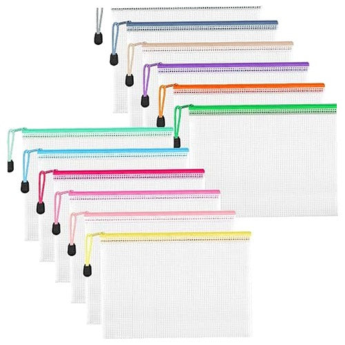 ZIPPER BAGS A5 COLORFUL WATERPROOF ORGANIZER 12 PCS
