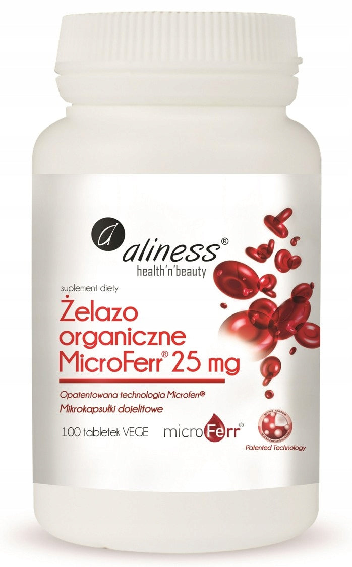 aliness - Organic IRON MicroFerr 25 mg | ANEMIA | fatigue | 100 tab.