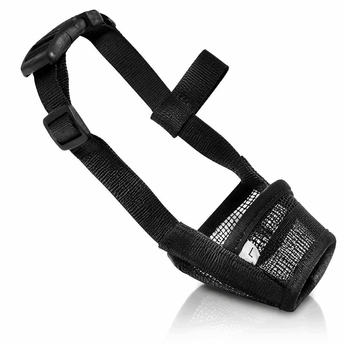 muzzle L nylon anti-bark net for medium large dogs black