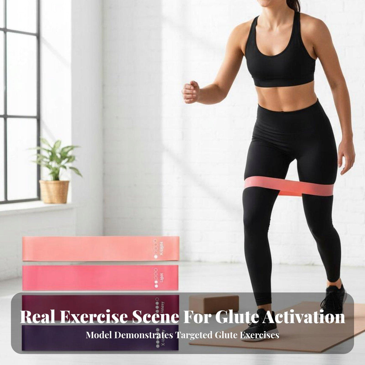 stretching elastic Bands, Multi Level Elastic Bands, Glute Pink 5-Piece Set Packaging status original