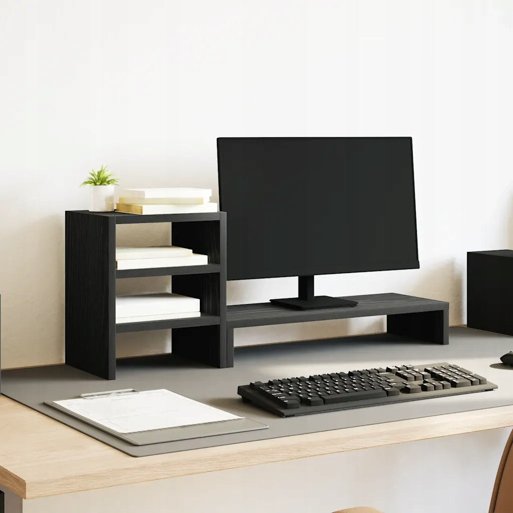 vidaXL Monitor stand with organizer, black oak